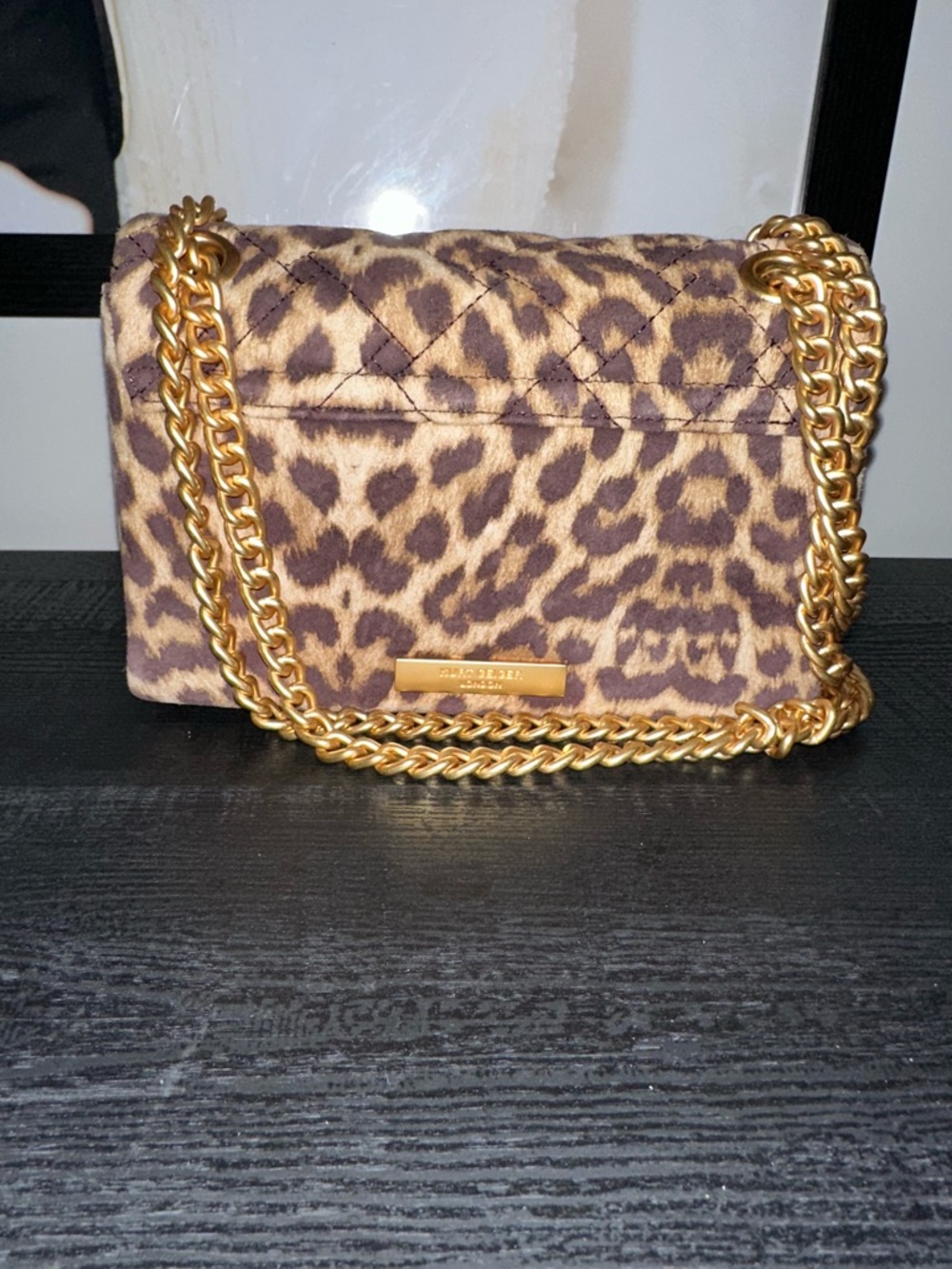 Kurt Geiger Leopard Quilted Mini Chain Shoulder Bag with Gold Hardware - Picture 7 of 11